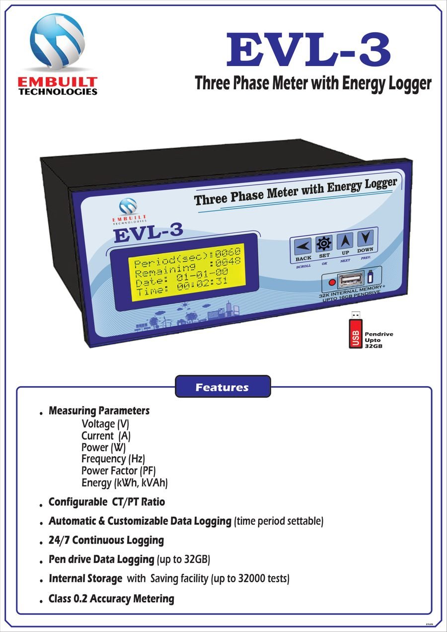 Three Phase Meter with Energy Logger EVL-3 catalog page