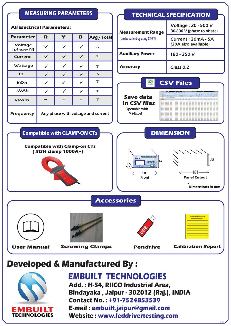 Three Phase Meter with Energy Logger EVL-3 catalog page