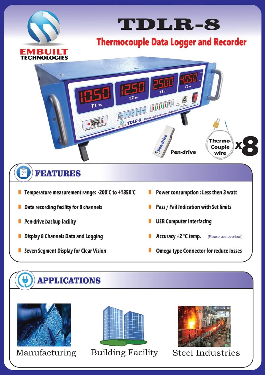 Thermocouple Data Logger and Recorder TDLR-8 catalog page